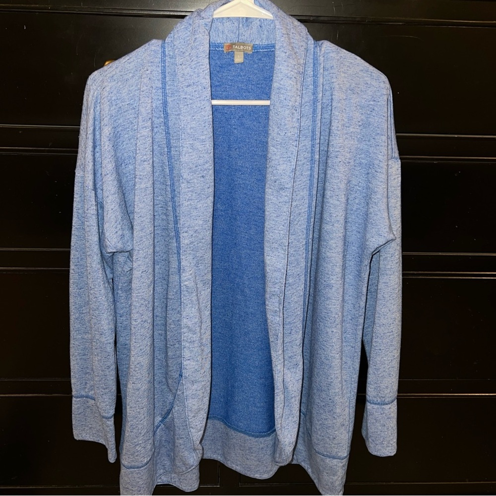 TALBOTS Heathered Blue Large Open Cardigan Women's‎ Cozy